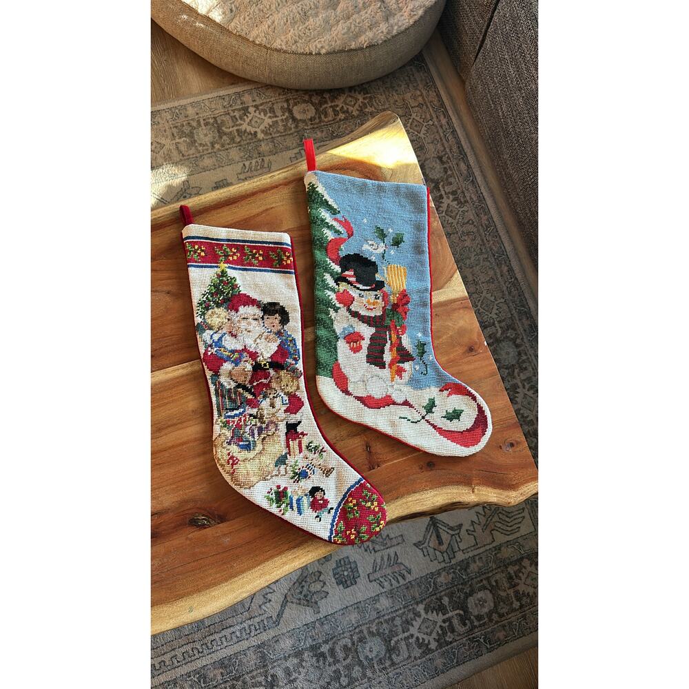 Vintage Handmade Needlepoint Stockings